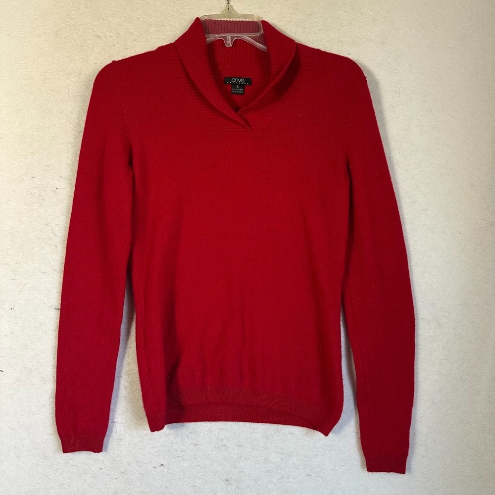 Prive Cashmere Sweater Women S red Shawl Collar L/S Minimalist Classic‎ luxury